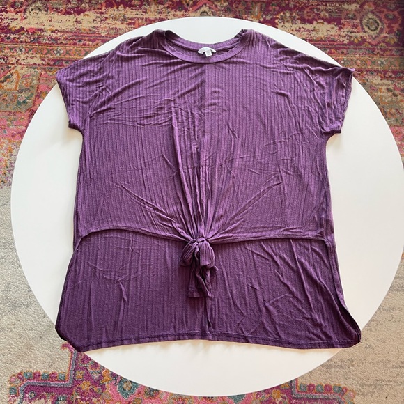 Time and Tru Tops - Time and Tru Purple Knot Tunic Top